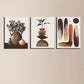 3pcs Nature & Geometry Oil Painting Brown Pot Metal Print Ready to Hang Art