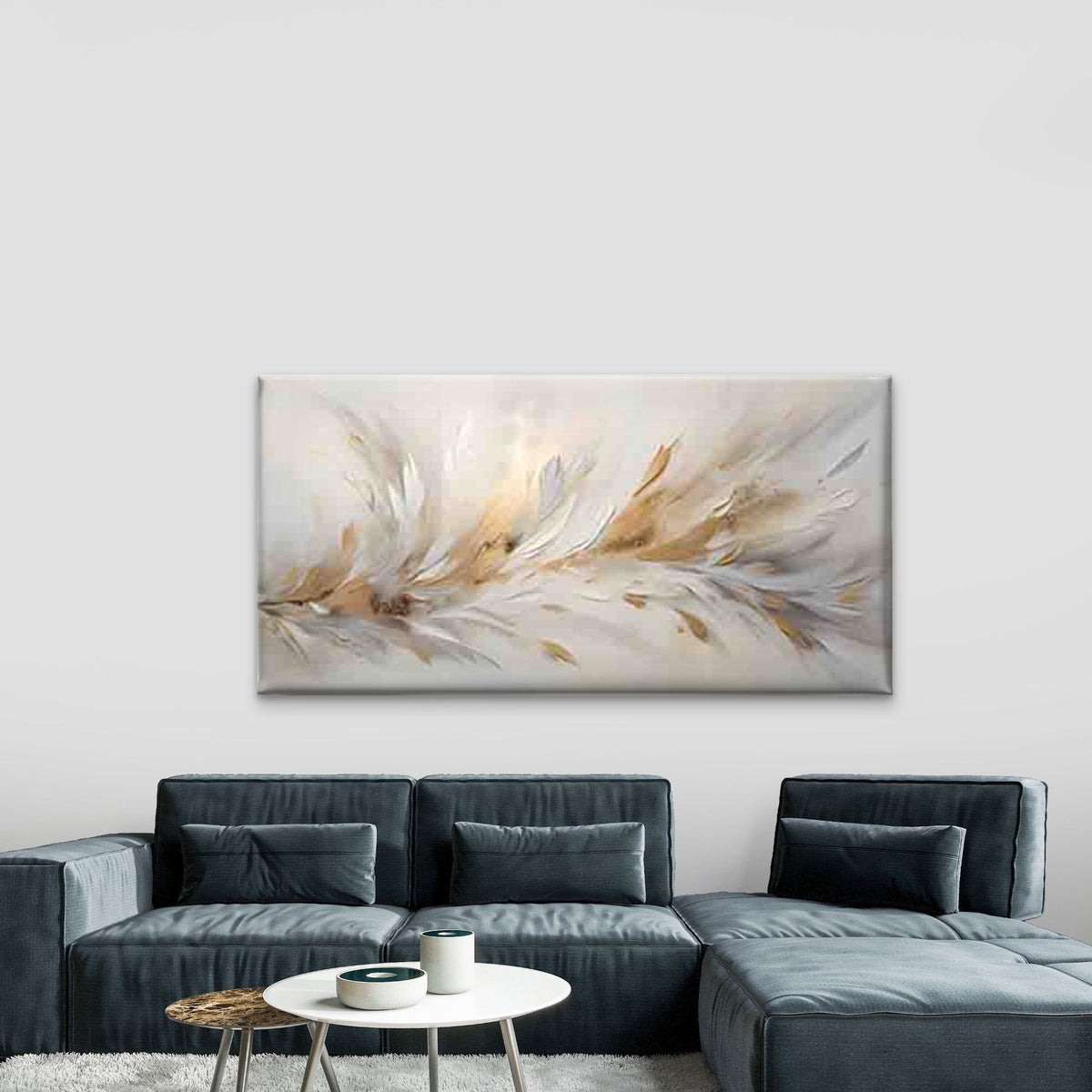 Abstract Dynamic Feather Wall Art Canvas Office Home Room Framed 80x45cm