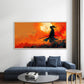 Samurai Katana Orange Dawn Wall Art Canvas Office Home Room Framed 120x60cm