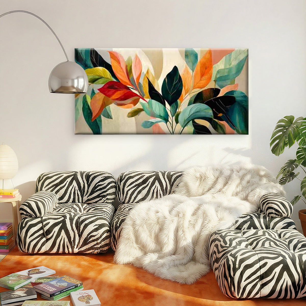 Colorful Abstract Autumn Leaves Wall Art Canvas Office Home Room Framed 120x60cm