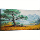 Tree Life Mountain Rustic Green Scenery Wall Art canvas office home room framed 120x60cm