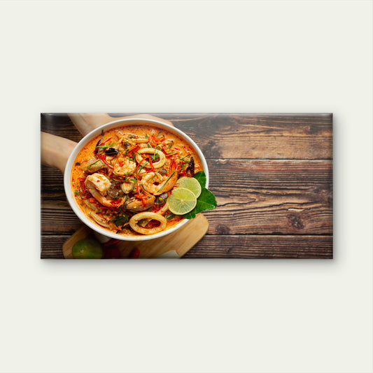 Spicy Thai Seafood Soup Wall Art Canvas Office Home Room Framed 80x45cm