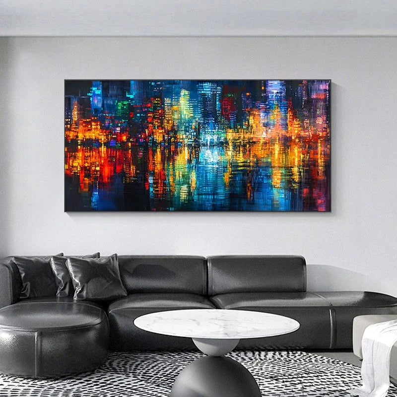 Cityscape Night View Wall Art wall canvas office home room framed 120x60cm
