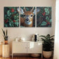 3pcs Deer White-tailed in Forest, Red Friuts Metal Print Ready to Hang Art