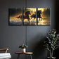 3pcs Sunset Horses Metal Print Ready to Hang Art