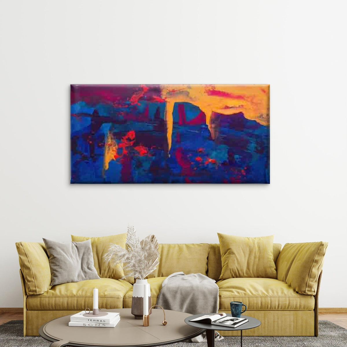 Featuring Abstract Color Splash Wall Art Canvas Office Home Room Framed 80x45cm