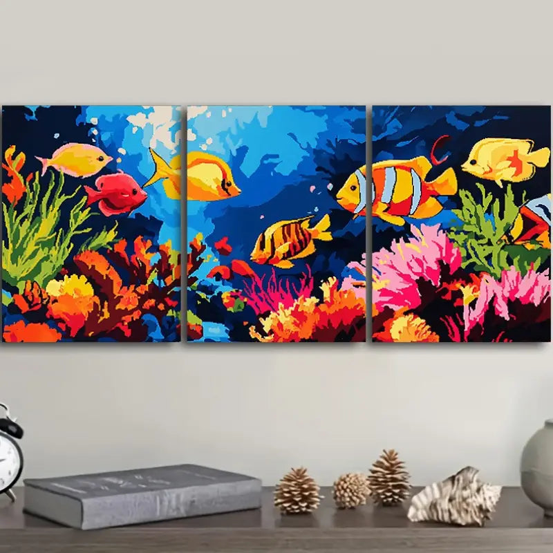 3pcs Tropical Fish Sea Metal Print Ready to Hang Art