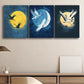 3pcs Moonlit Cranes Metal Print Ready to Hang Art