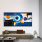 Minimalist Blue Orange Abstract Wall Art Canvas Office Home Room Framed 120x60cm