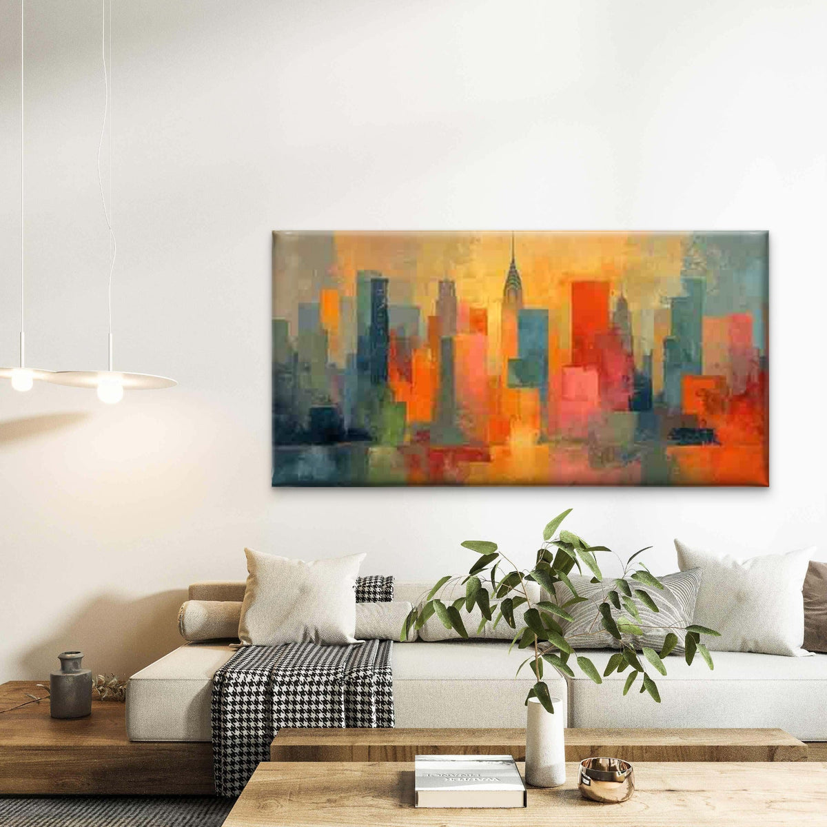 Modern Abstract Cityscape Wall Art Canvas Office Home Room Framed 120x60cm