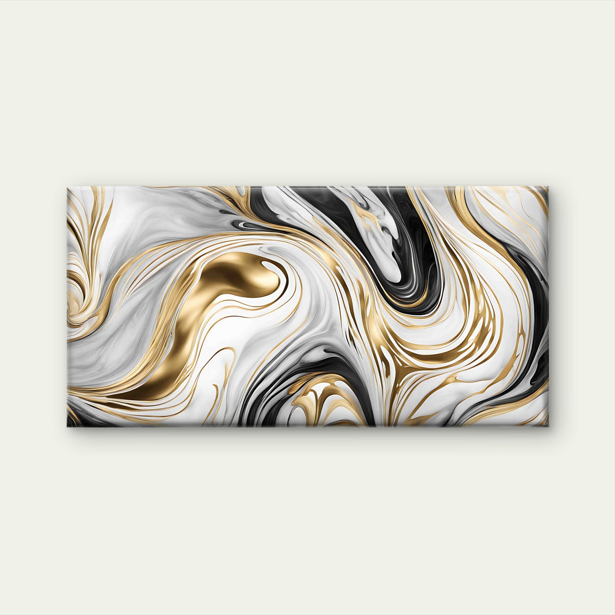Abstract Black And Gold Marble Wall Art Canvas Office Home Room Framed 120x60cm