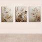3pcs Bohemian Neutral Plant Beige Abstract Floral Metal Print Ready to Hang Art