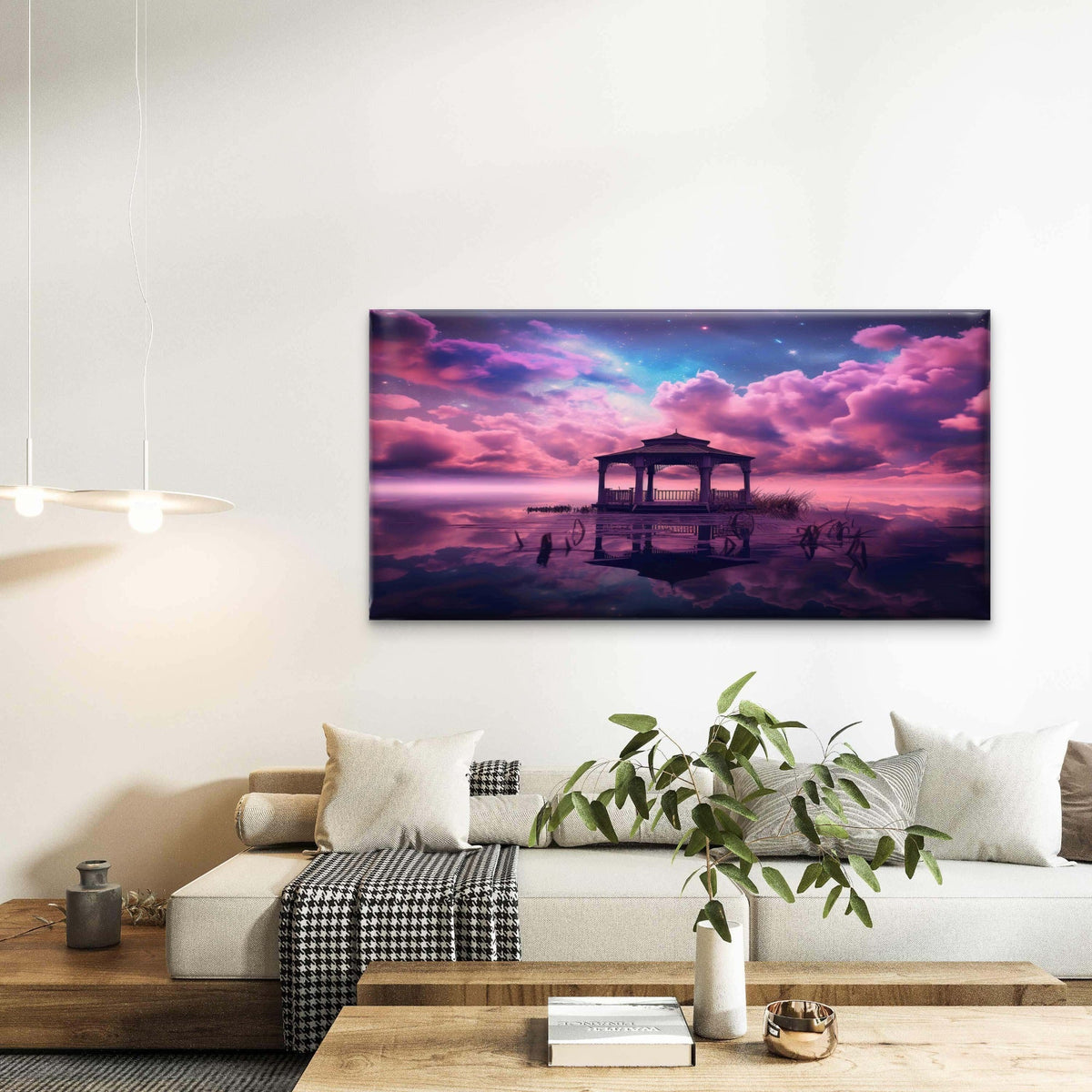 Fantasy Style Clouds Gazebo Wall Art Canvas Office Home Room Framed 120x60cm