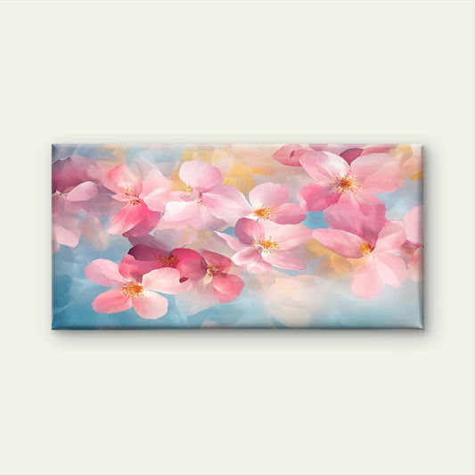 Spring's Gentle Floral Wall Art Canvas Office Home Room Framed 80x45cm