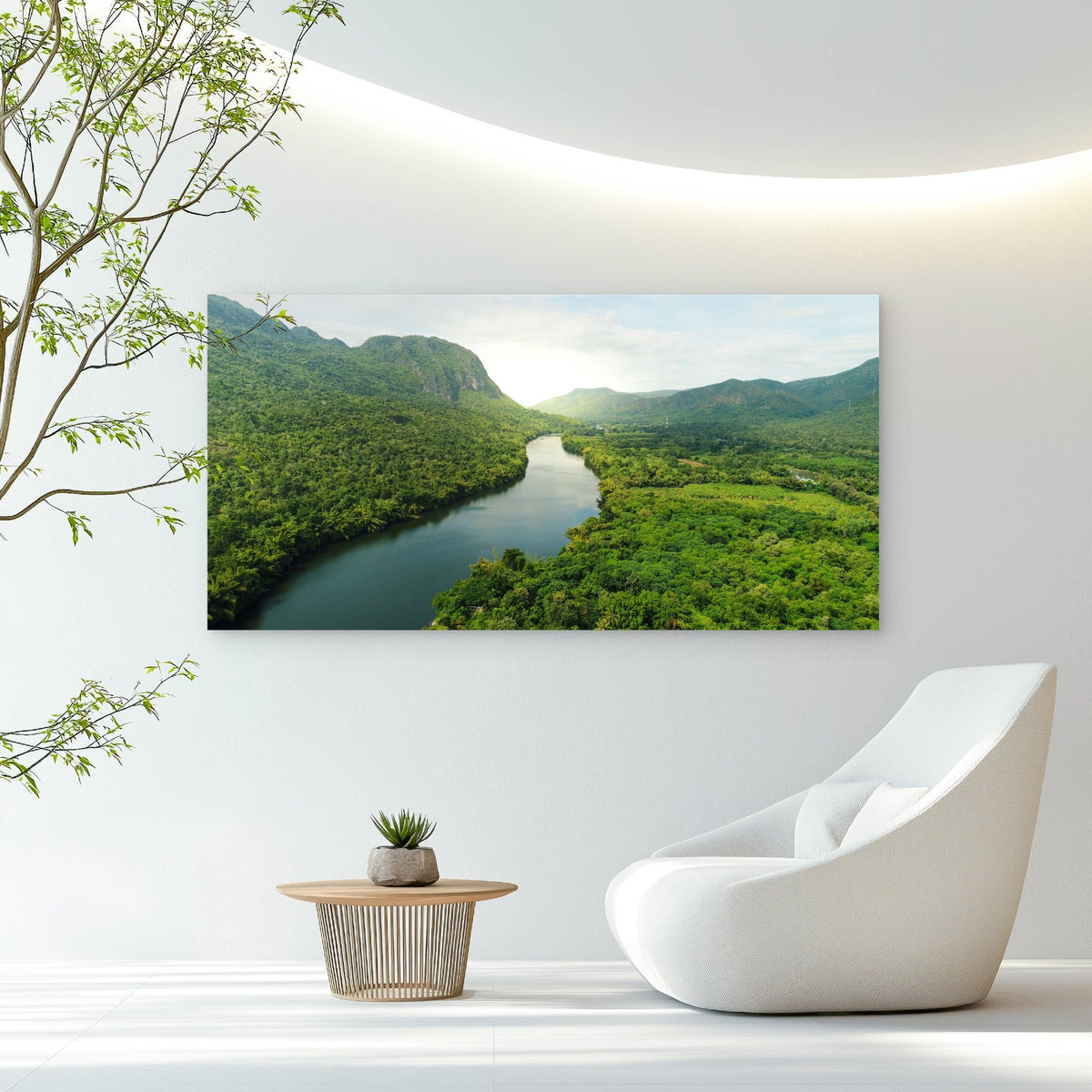 Alvord River Through Rainforest Wall Art Canvas Office Home Room Framed 120x60cm