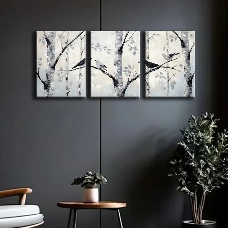 3pcs Silvery Birch Metal Print Ready to Hang Art