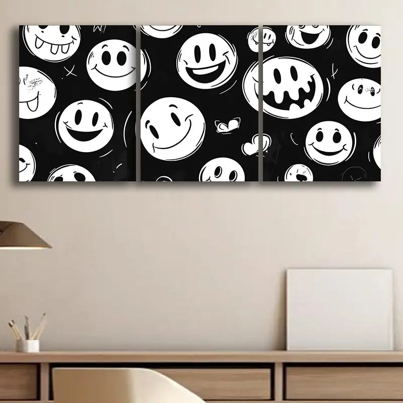 3pcs Joyful Face Metal Print Ready to Hang Art