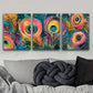 3pcs Peacock Feather Design Metal Print Ready to Hang Art