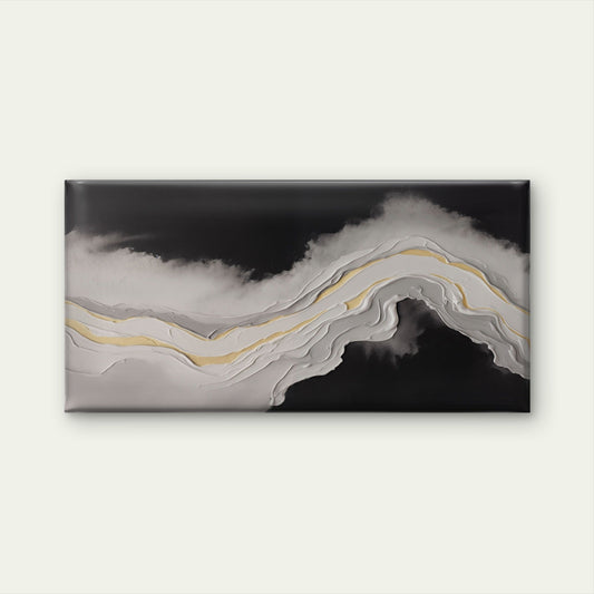 Abstract Black White Gold Textured Wall Art Canvas Office Home Framed 80x45cm