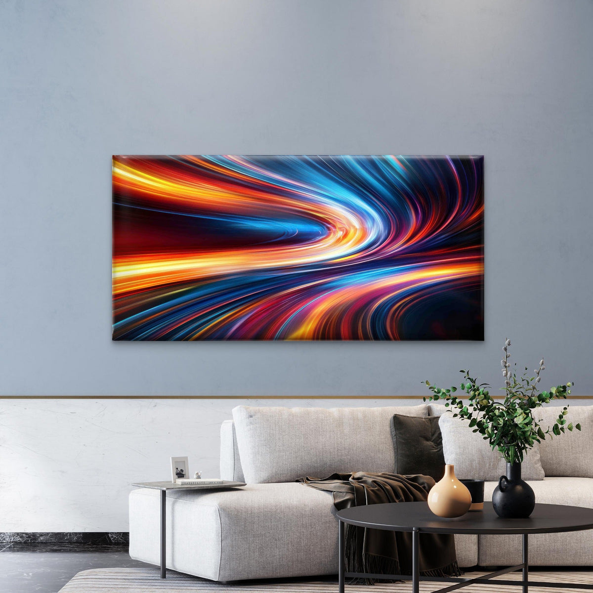 Spectrum Flashes Coloured Light Wall Art Canvas Office Home Room Framed 120x60cm