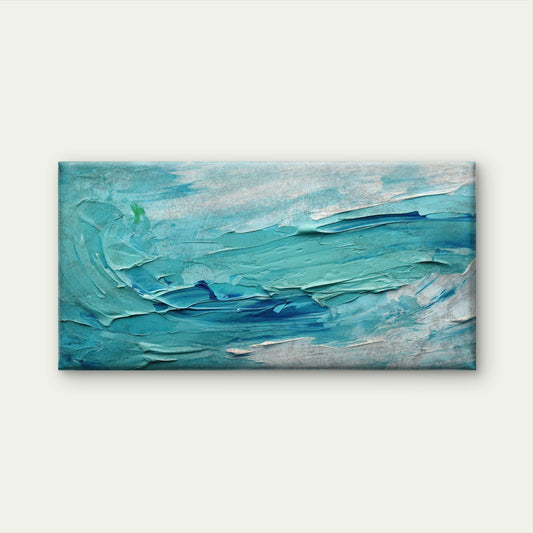 Abstract Blue Ocean Sea Wave Wall Art Canvas Office Home Room Framed 80x45cm
