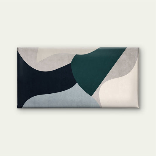 Abstract Teal Navy Geometric Wall Art Canvas Office Home Room Framed 80x45cm