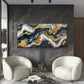 Blue, Green, Golden Abstract Wall Art Canvas Office Home Room Framed 120x60cm