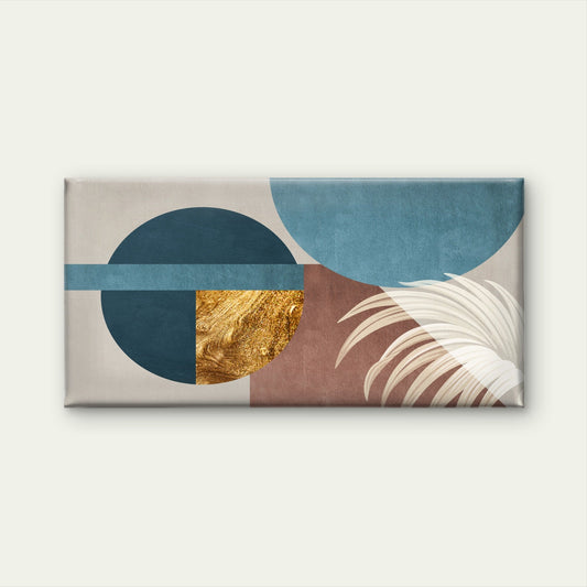 Abstract Palm Gold Circle Wall Art Canvas Office Home Room Framed 80x45cm
