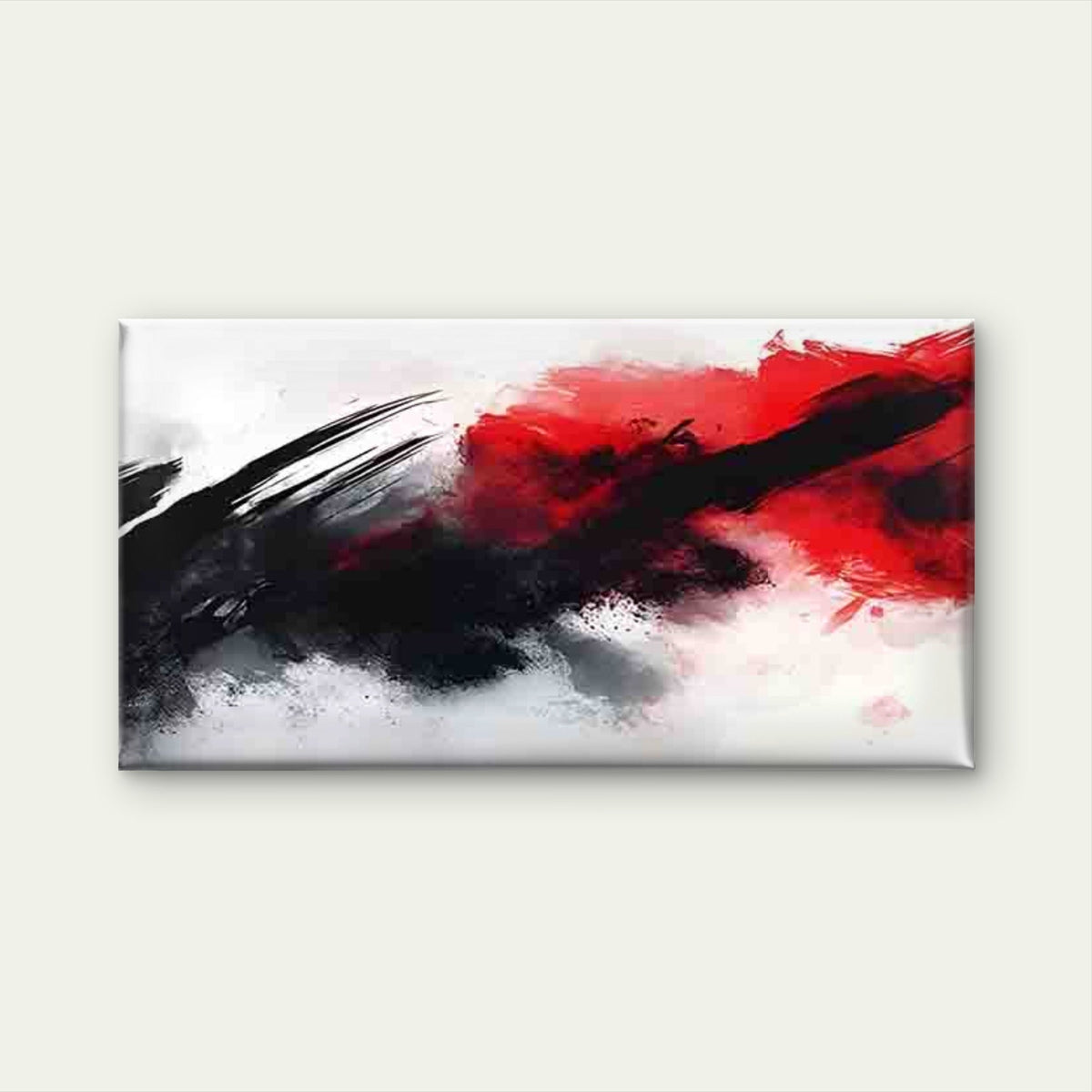 Abstract with Red And Black Wall Art Canvas Office Home Room Framed 120x60cm