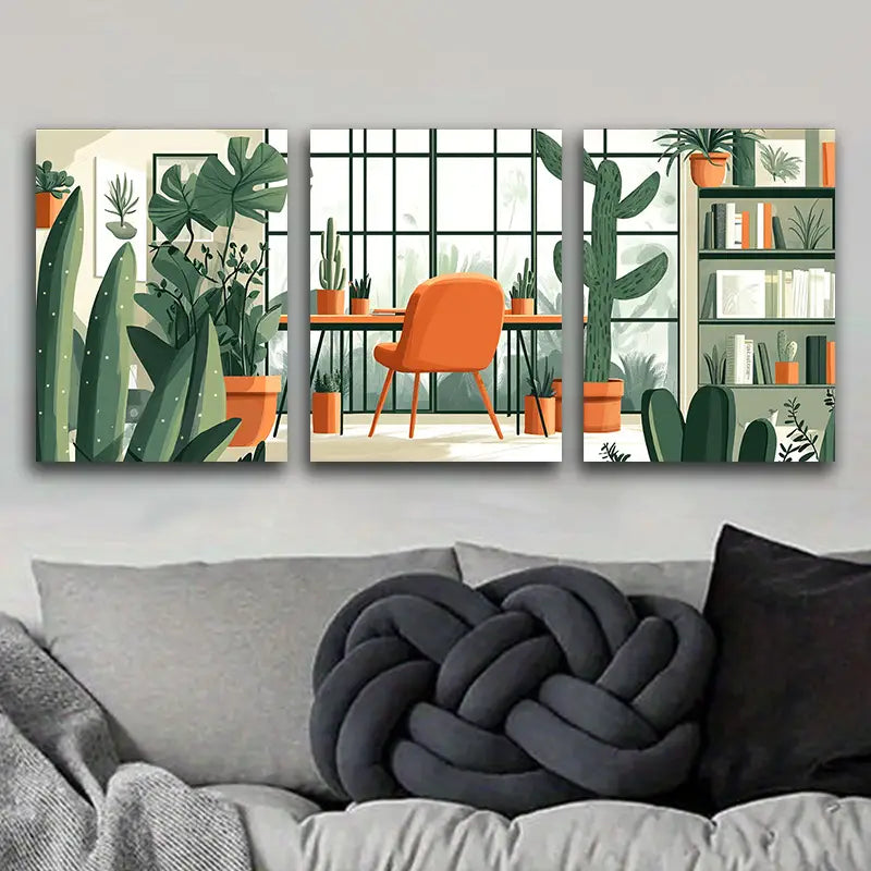 3pcs Houseplants Theme Metal Print Ready to Hang Art
