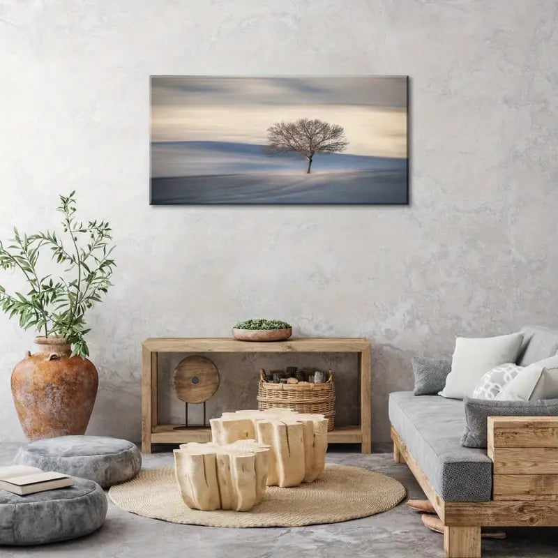 Tree Hill Sky White Clouds Wall Art canvas office home room framed 120x60cm
