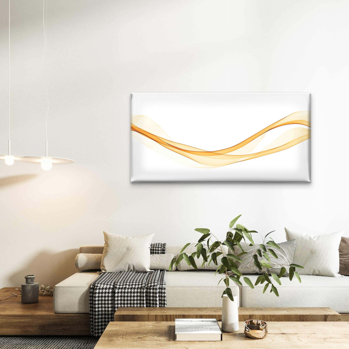 Gold Color Abstract Transparent Wall Art Canvas Office Home Room Framed 120x60cm