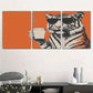 3pcs Cool Tiger Coffee Time Vintage Classic Design Metal Print Ready to Hang Art