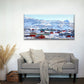 Colorful Houses in Snowy Hills Wall Art Canvas Office Home Room Framed 80x45cm