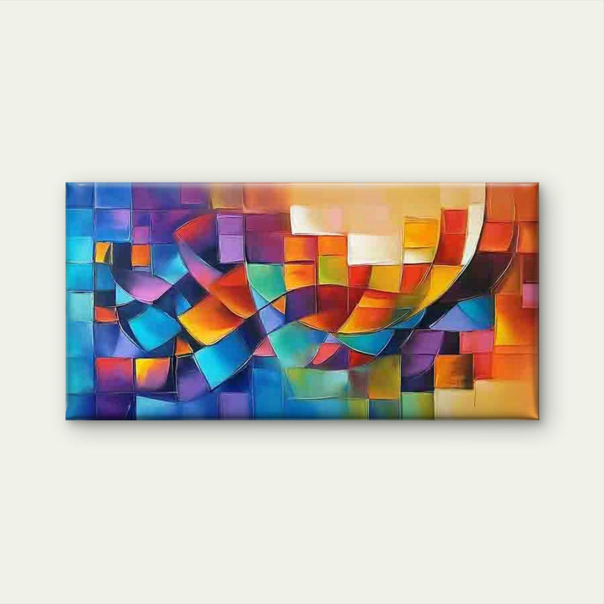 Vibrant Geometric Abstract Art Wall Art Canvas Office Home Room Framed 120x60cm