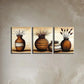 3pcs Elegant Plant Vase Classic Floral & Foliage Design Metal Print Ready to Hang Art