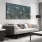 Botanical Dusty Blue Meadow Nature Wall Art canvas office home room framed 120x60cm
