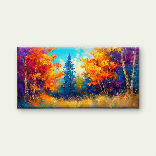 Autumn Forest Landscape Decor Wall Art Canvas Office Home Room Framed 80x45cm