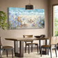 Starfish Shells Seaside Blue White Flowers Wall Art canvas office home room framed 120x60cm