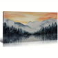 Forest Sunset Mountain Foggy Trees Wall Art canvas office home room framed 120x60cm