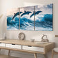 3pcs  Modern Style Ocean Wave Dolphin Animal Landscape Art  Wall Art Set Canvas Framed 40x60cm - High Quality Print 100% Australian Made Wall Canvas Ready to Hang