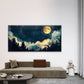 Night Sky Moon & Clouds Wall Art Canvas Office Home Room Framed 120x60cm
