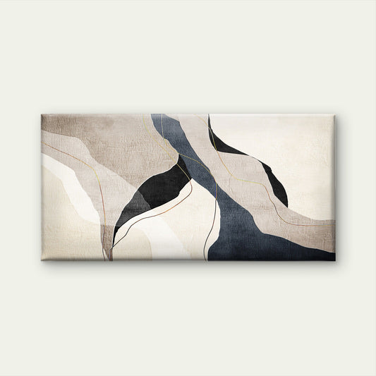 Abstract Minimalist Navy Beige Wall Art Canvas Office Home Room Framed 80x45cm
