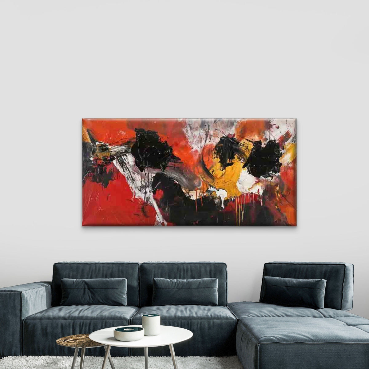 Featuring an Abstract Splash Wall Art Canvas Office Home Room Framed 80x45cm
