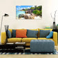 Beach Tropical Coconut Trees Sandy Shore Turquoise Waters & Lush Greenery Wall Art canvas office home room framed 120x60cm