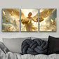 3pcs Angelic Golden Coin Design Metal Print Ready to Hang Art