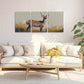 3pcs White-Tailed Deer in Natural Habitat Unique Metal Print Ready to Hang Art