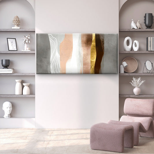 Abstract Blush Pink Brown Stripe Wall Art Canvas Office Home Framed 80x45cm