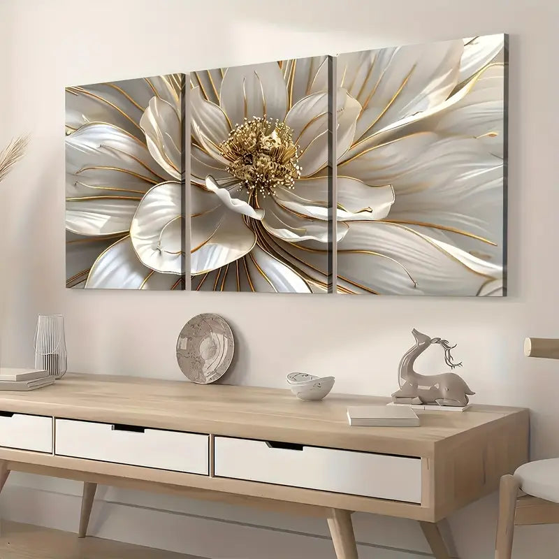 3pcs Art Style Flowers Abstract Landscape Art Wall Art Set Canvas Framed 40x60cm - High Quality Print 100% Australian Made Wall Canvas Ready to Hang
