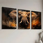 3pcs Vintage Style Elephant Animal Abstract Art Wall Art Set Canvas Framed 40x60cm - High Quality Print 100% Australian Made Wall Canvas Ready to Hang